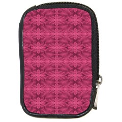 Elegant Pink Floral Geometric Pattern Compact Camera Leather Case