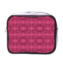 Elegant Pink Floral Geometric Pattern Mini Toiletries Bag (one Side) by dflcprintsclothing