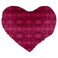 Elegant Pink Floral Geometric Pattern Large 19  Premium Flano Heart Shape Cushions by dflcprintsclothing