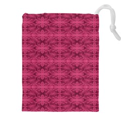 Elegant Pink Floral Geometric Pattern Drawstring Pouch (4xl) by dflcprintsclothing