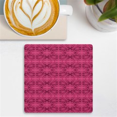 Elegant Pink Floral Geometric Pattern Uv Print Square Tile Coaster  by dflcprintsclothing