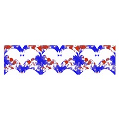 Bat Pattern T- Shirt White Bats And Bows Red Blue T- Shirt Oblong Satin Scarf (16  X 60 ) by maxcute