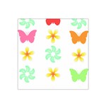 Butterfly Garden Flowers Pattern T- Shirt Butterfly Garden Flowers Pattern T- Shirt Satin Bandana Scarf 22  x 22  Front