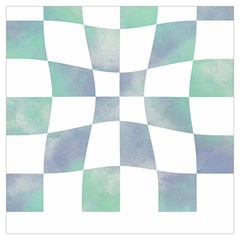 Checkerboard T- Shirt Psychedelic Watercolor Check Aqua T- Shirt Lightweight Scarf  by maxcute