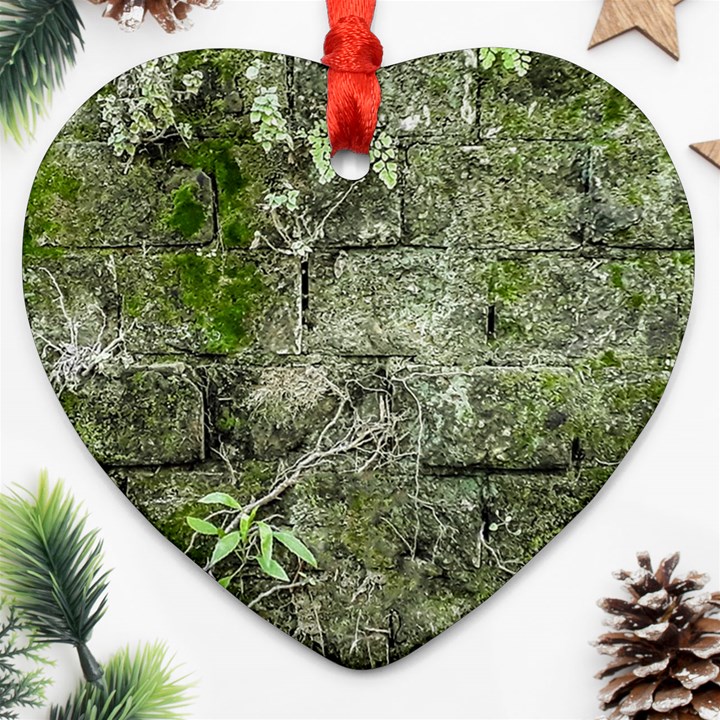 Old Stone Exterior Wall With Moss Ornament (Heart)