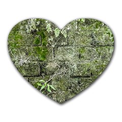 Old Stone Exterior Wall With Moss Heart Mousepad by dflcprintsclothing