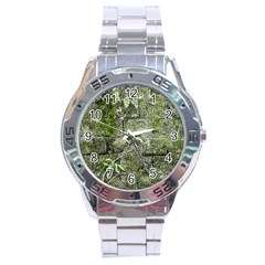 Old Stone Exterior Wall With Moss Stainless Steel Analogue Watch by dflcprintsclothing