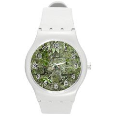 Old Stone Exterior Wall With Moss Round Plastic Sport Watch (m) by dflcprintsclothing