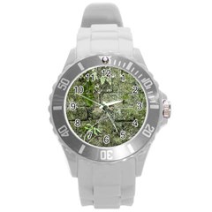 Old Stone Exterior Wall With Moss Round Plastic Sport Watch (l) by dflcprintsclothing