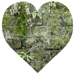 Old Stone Exterior Wall With Moss Wooden Puzzle Heart by dflcprintsclothing