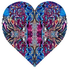 Abstract Blend Repeats Wooden Puzzle Heart by kaleidomarblingart