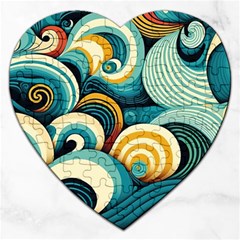 Waves Jigsaw Puzzle (heart) by fructosebat