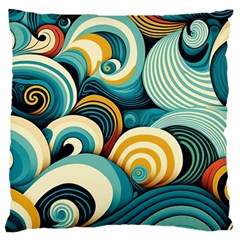 Waves Large Premium Plush Fleece Cushion Case (one Side) by fructosebat