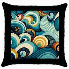 Waves Throw Pillow Case (black) by fructosebat