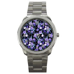 Dark Floral Sport Metal Watch by fructosebat