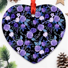 Dark Floral Heart Ornament (two Sides) by fructosebat