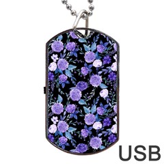 Dark Floral Dog Tag Usb Flash (one Side) by fructosebat