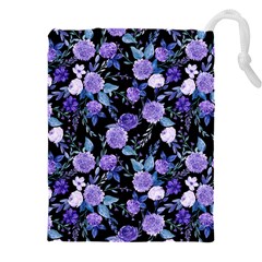 Dark Floral Drawstring Pouch (5xl) by fructosebat