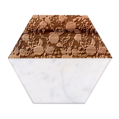 Dark Floral Marble Wood Coaster (hexagon) 