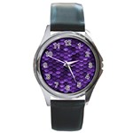 Purple Scales! Round Metal Watch Front