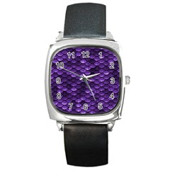 Purple Scales! Square Metal Watch by fructosebat