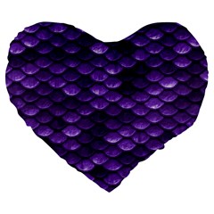 Purple Scales! Large 19  Premium Heart Shape Cushions by fructosebat