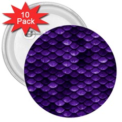 Purple Scales! 3  Buttons (10 Pack)  by fructosebat