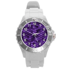 Purple Scales! Round Plastic Sport Watch (l) by fructosebat