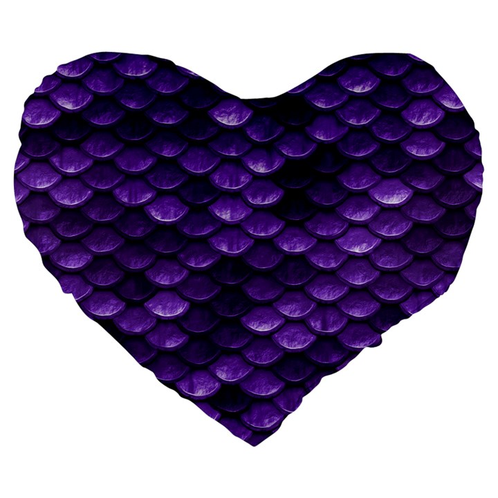 Purple Scales! Large 19  Premium Heart Shape Cushions