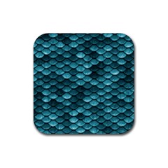 Teal Scales! Rubber Coaster (square) by fructosebat