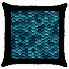 Teal Scales! Throw Pillow Case (black) by fructosebat