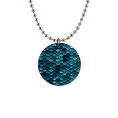 Teal Scales! 1  Button Necklace by fructosebat