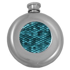 Teal Scales! Round Hip Flask (5 Oz) by fructosebat