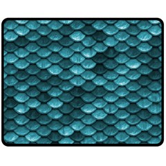 Teal Scales! One Side Fleece Blanket (medium) by fructosebat