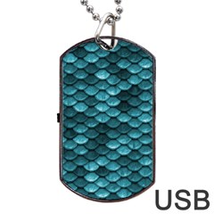 Teal Scales! Dog Tag Usb Flash (one Side) by fructosebat