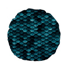 Teal Scales! Standard 15  Premium Flano Round Cushions by fructosebat