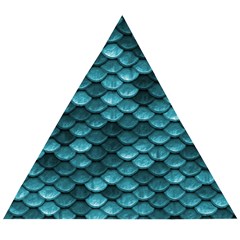 Teal Scales! Wooden Puzzle Triangle by fructosebat