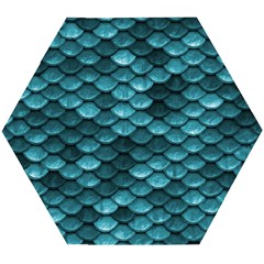 Teal Scales! Wooden Puzzle Hexagon by fructosebat