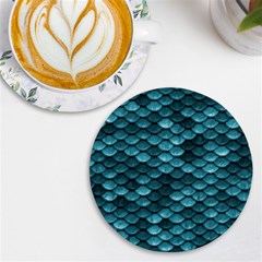 Teal Scales! Uv Print Round Tile Coaster by fructosebat