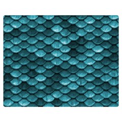 Teal Scales! One Side Premium Plush Fleece Blanket (medium)