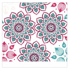 Floral Mandala T- Shirt Colorful Lotus Flower Mandala Art Pattern Square Satin Scarf (36  X 36 ) by maxcute