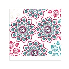 Floral Mandala T- Shirt Colorful Lotus Flower Mandala Art Pattern Square Satin Scarf (30  X 30 ) by maxcute