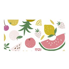 Fruits T- Shirt Funny Summer Fruits Collage Fruit Bright Colors T- Shirt Satin Wrap 35  X 70  by maxcute