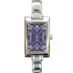 Denim Blend Repeats I Rectangle Italian Charm Watch by kaleidomarblingart