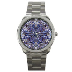 Denim Blend Repeats I Sport Metal Watch by kaleidomarblingart