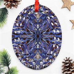 Denim Blend Repeats I Oval Filigree Ornament (two Sides)