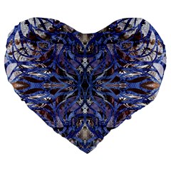 Denim Blend Repeats I Large 19  Premium Flano Heart Shape Cushions