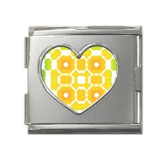 Yellow Seamless Pattern Mega Link Heart Italian Charm (18mm)