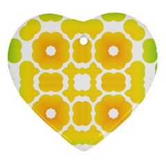 Yellow Seamless Pattern Heart Ornament (two Sides)