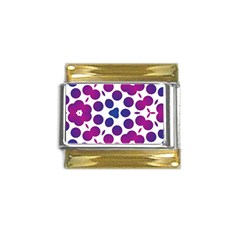 Purple Blue Repeat Pattern Gold Trim Italian Charm (9mm)